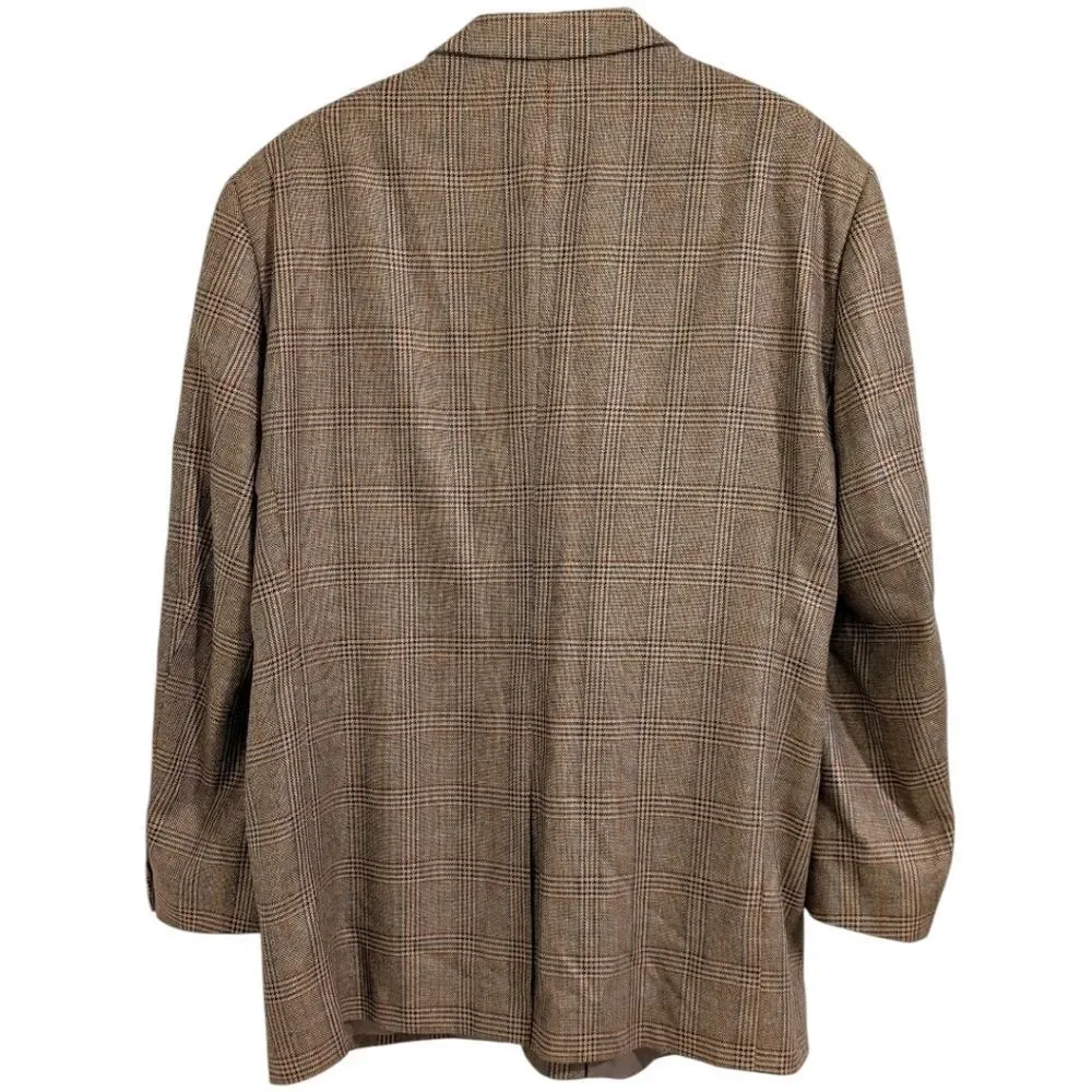 Paul Fredrick Silk & Wool Glen Plaid Blazer 46R - Tailored Sleeves